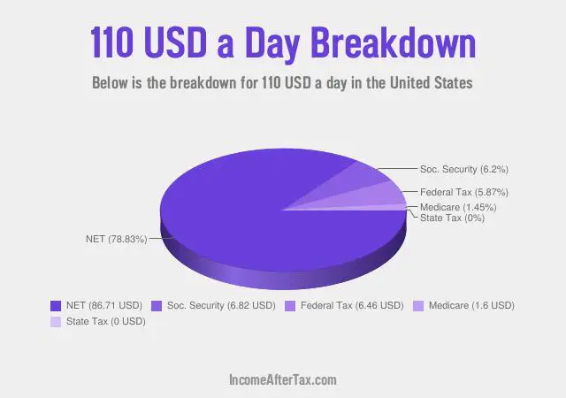 How much is $110 a Day After Tax in the United States?